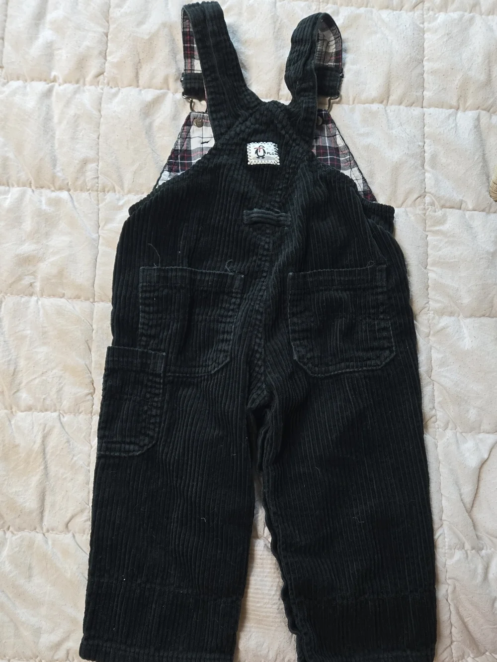 The Children's Place Black Corduroy Penguin Overalls